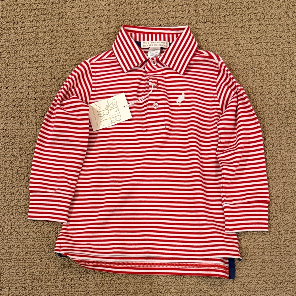 Beaufort Bonnet Company red striped polo